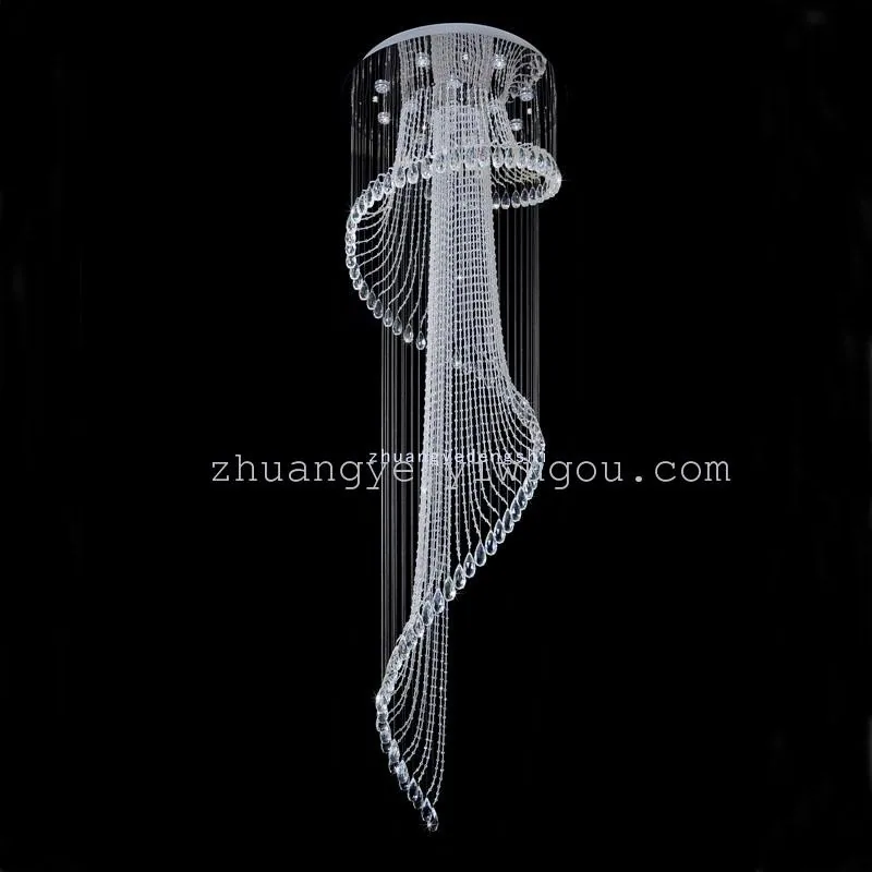 Modern Crystal Cord-Hung Chandelier — Duplex, Stairwell & Villa (Model 9905) — view 1
