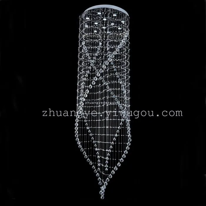 Modern Crystal Cord-Hung Chandelier — Duplex, Stairwell & Villa (Model 9904) — view 6