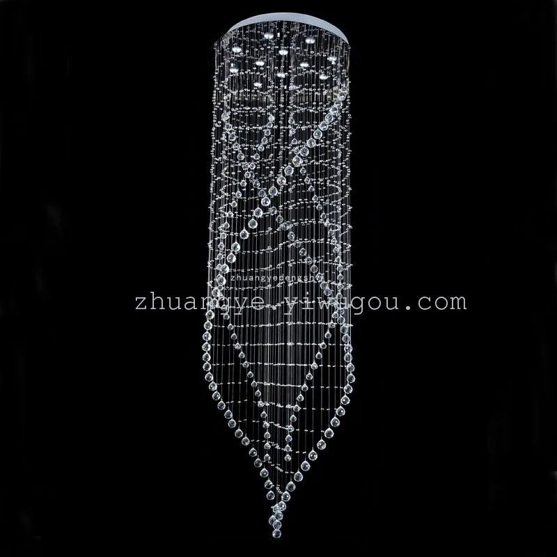 Modern Crystal Cord-Hung Chandelier — Duplex, Stairwell & Villa (Model 9904) — view 1