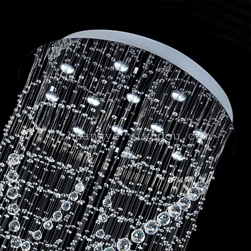 Modern Crystal Cord-Hung Chandelier — Duplex, Stairwell & Villa (Model 9904) — view 3