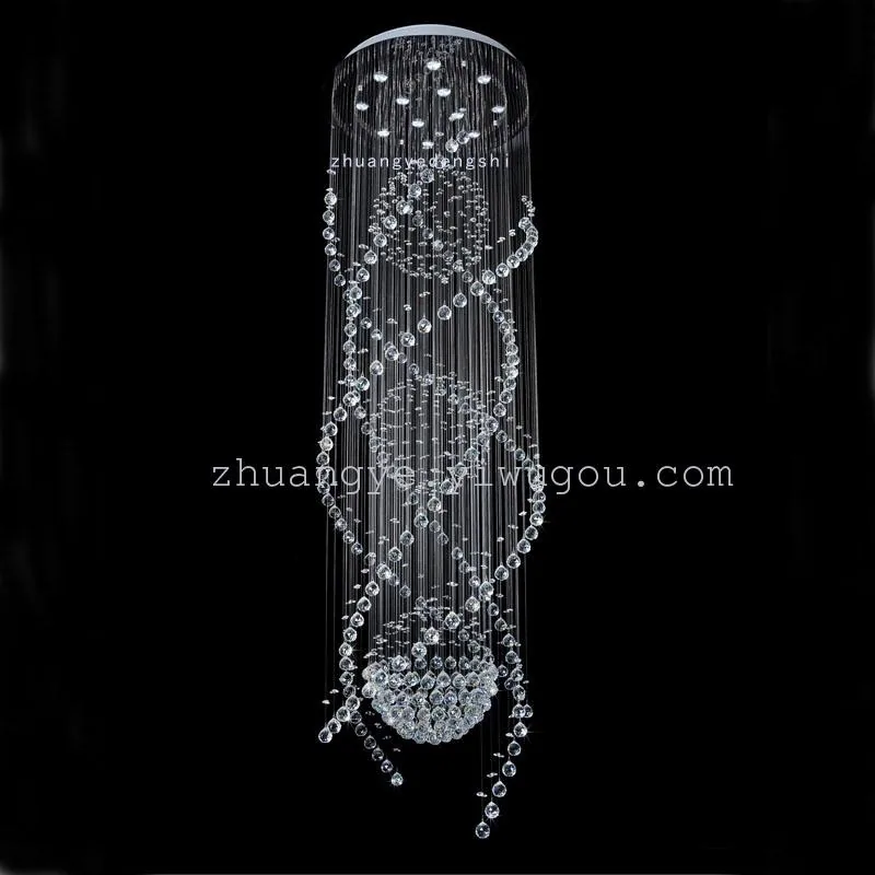 European Crystal Cord-Hung Chandelier — Duplex, Stairwell & Villa — view 1