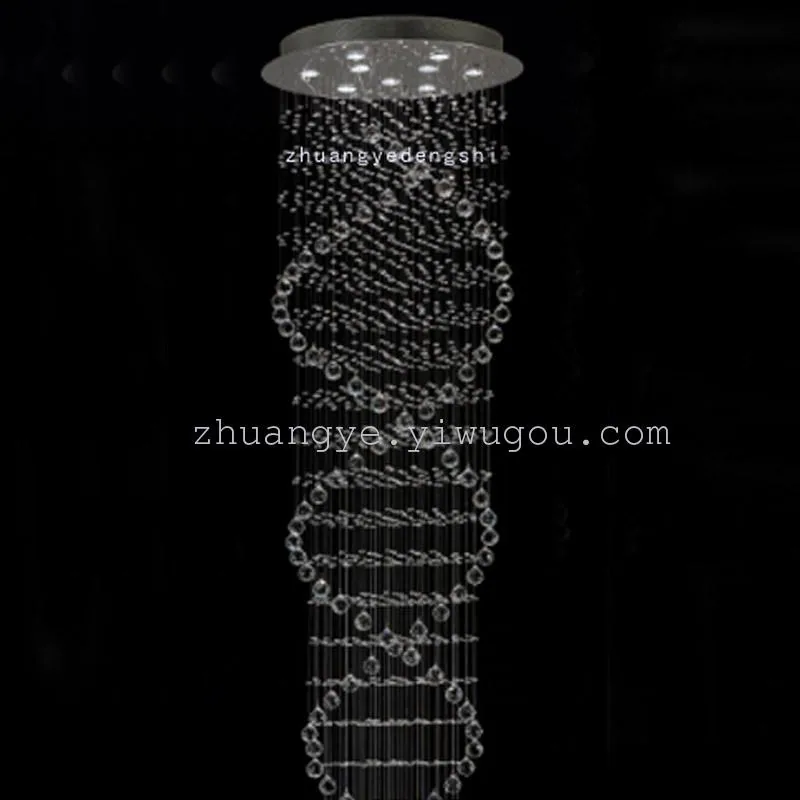 Minimalist Crystal Cord-Hung Ceiling Light — Duplex, Stairwell & Villa — view 3
