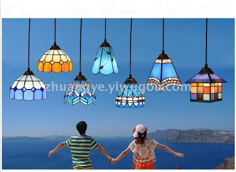 Mediterranean Glass Three-Head Chandelier — Dining Room, Walkway & Corridor — view 5