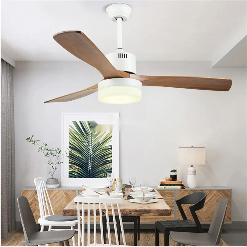European LED Solid Wood Ceiling Fan Light — Living Room & Dining Room — view 2