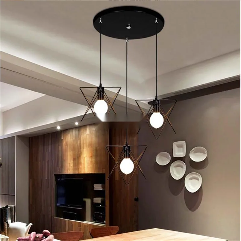 Minimalist Ironwork Geometric Chandelier — Dining Room, Bar Counter & Café — view 5