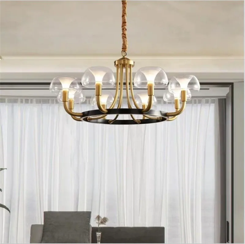 Modern Minimalist Solid Brass Chandelier — Living Room, Bedroom & Dining Room — view 8