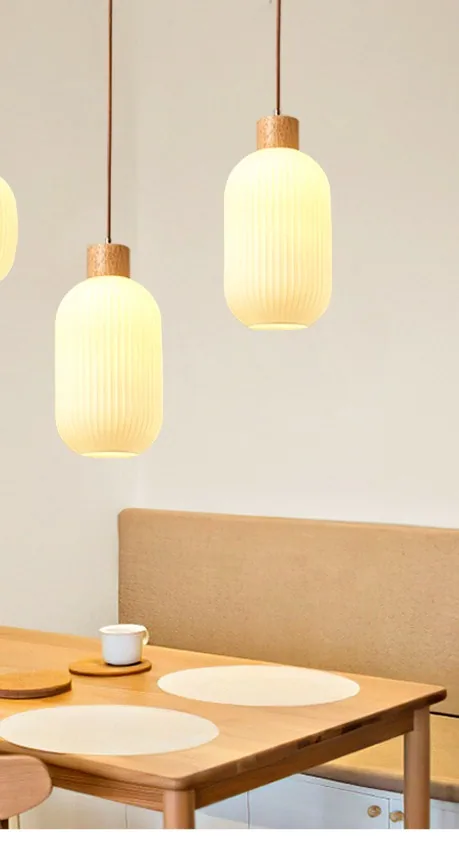 Minimalist Solid Wood Chandelier — Dining Room — view 1