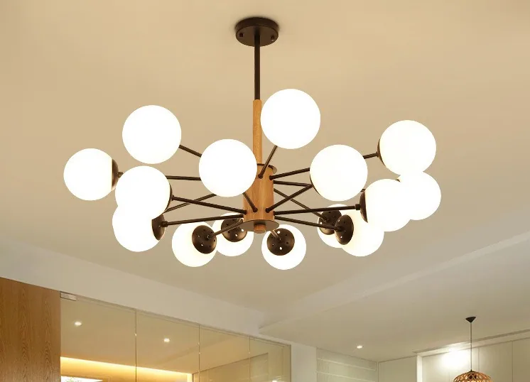 Modern Minimalist Solid Wood Ring Chandelier — Duplex, Stairwell & Villa — view 7