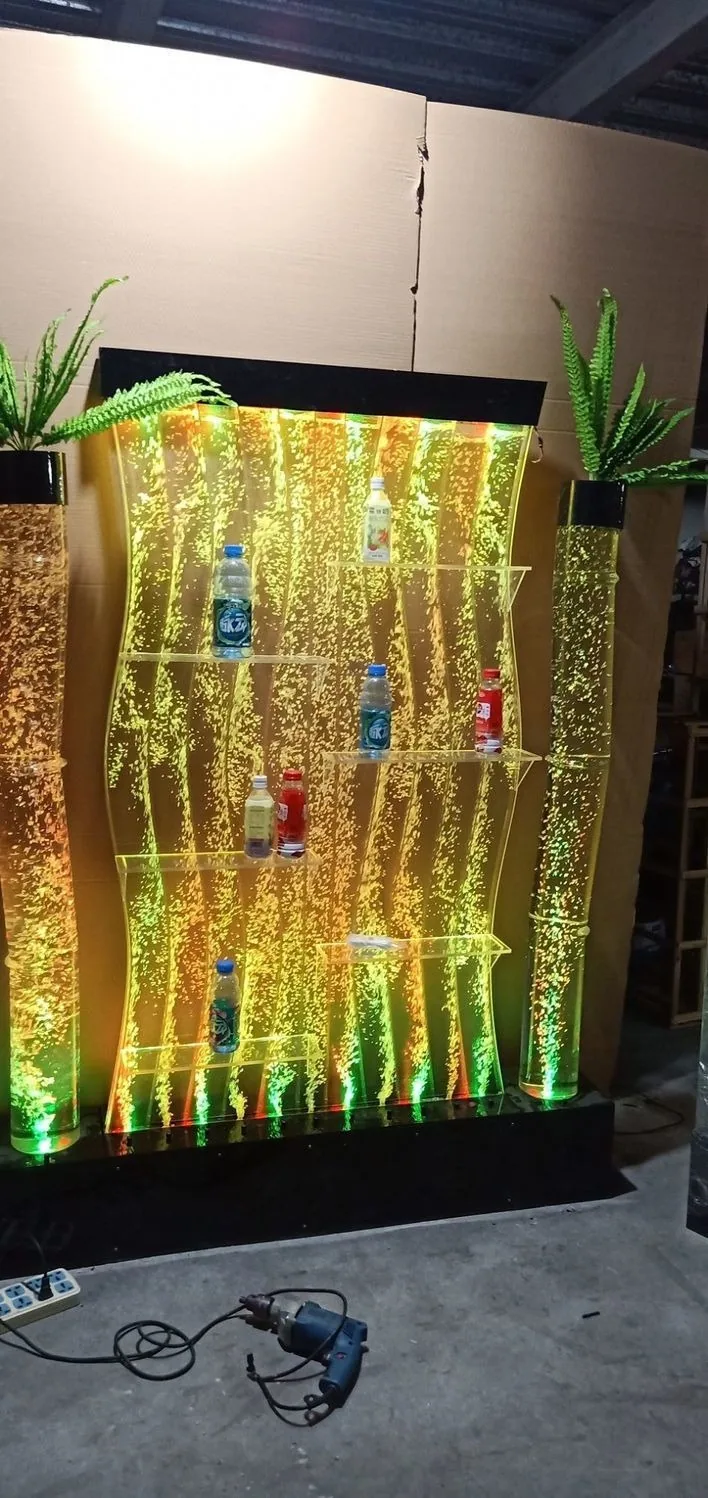 Bubble Water Feature Wall — Hallway Screen with Wine Rack — view 6