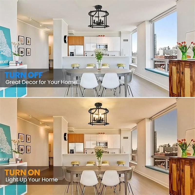 Industrial Chandelier — Bedroom & Dining Room — view 2