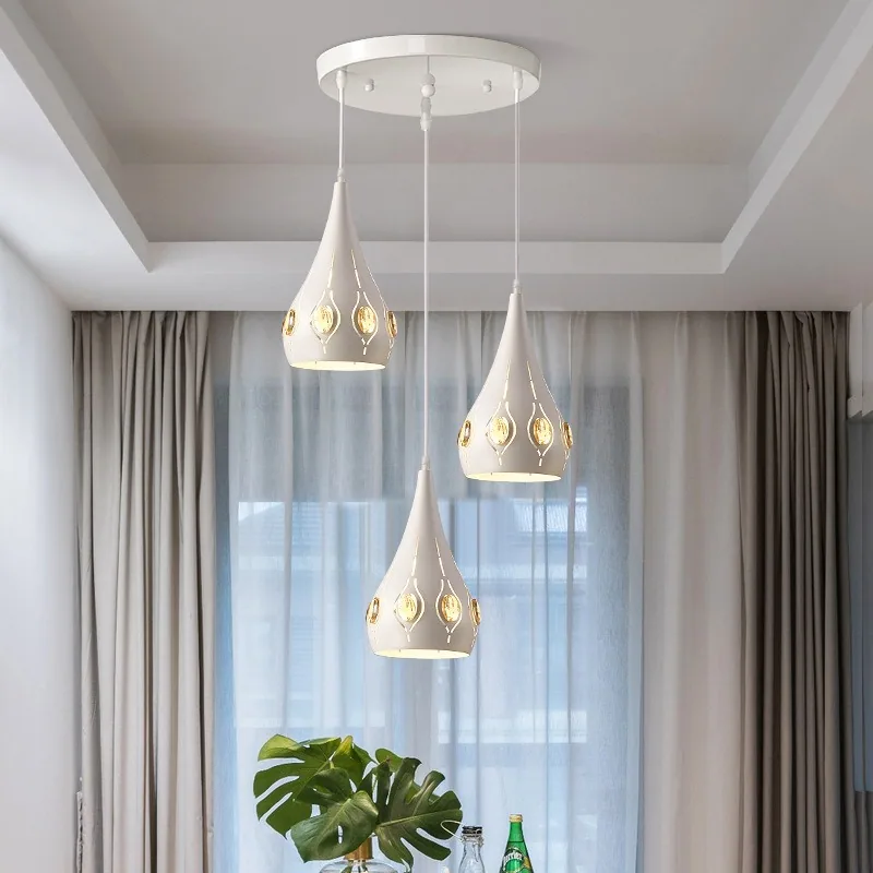 Modern Minimalist Crystal Round Chandelier — Dining Room — view 4