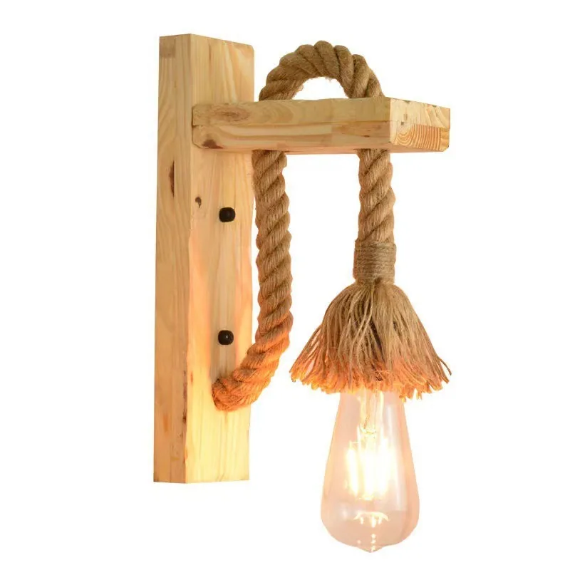 Industrial Solid Wood Single-Head Wall Lamp — Living Room & Dining Room — view 9