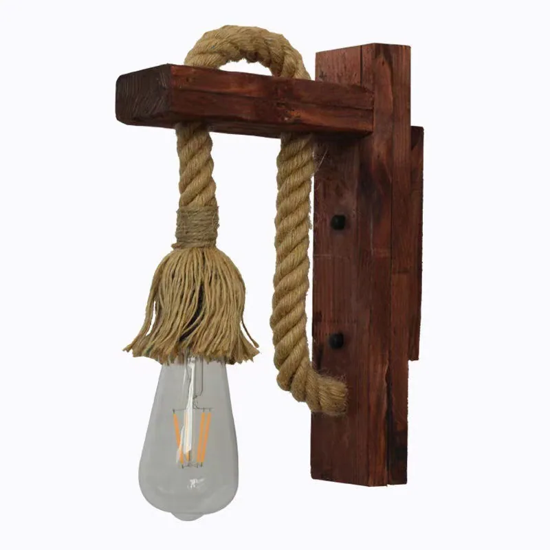 Industrial Solid Wood Single-Head Wall Lamp — Living Room & Dining Room — view 10