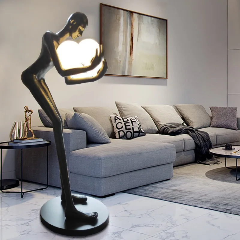 Resin Figure Sculpture Floor Lamp — Globe Holder, Show Flat Series — view 12