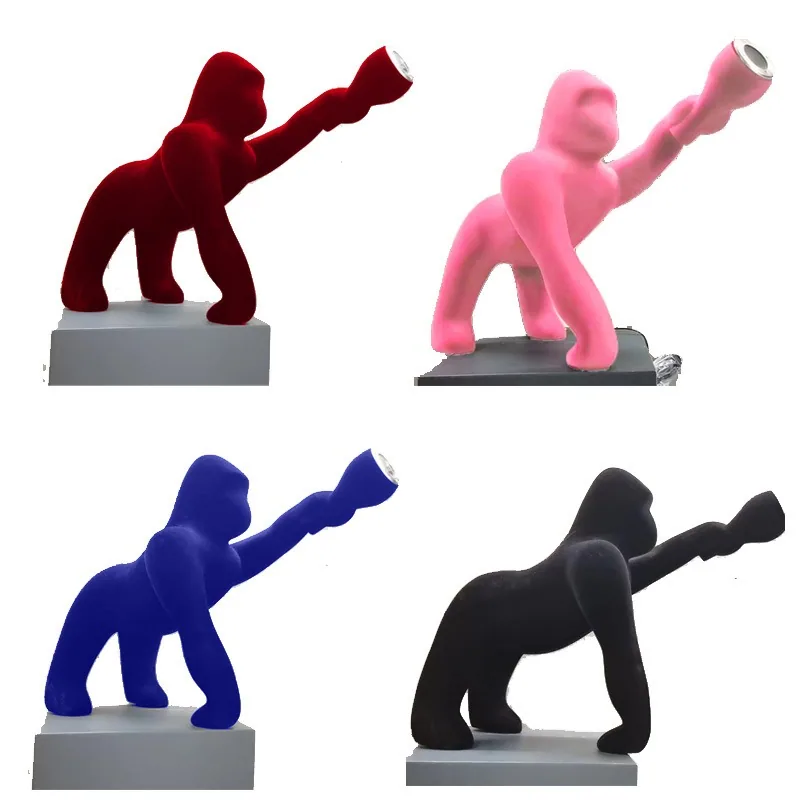 Flocked Gorilla Sculpture Floor Lamp — Animal Series — view 3