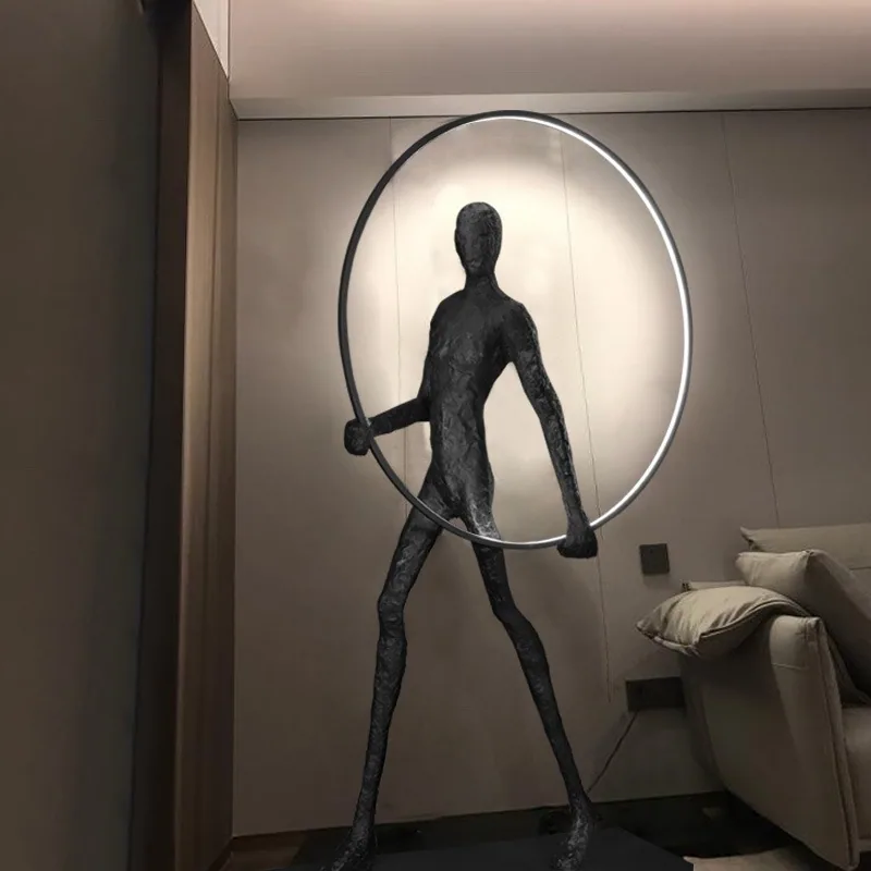 Abstract Figure Sculpture Floor Lamp — Hotel Lobby Art — view 8