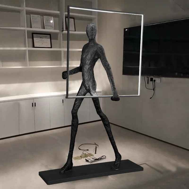 Abstract Figure Sculpture Floor Lamp — Hotel Lobby Art — view 9