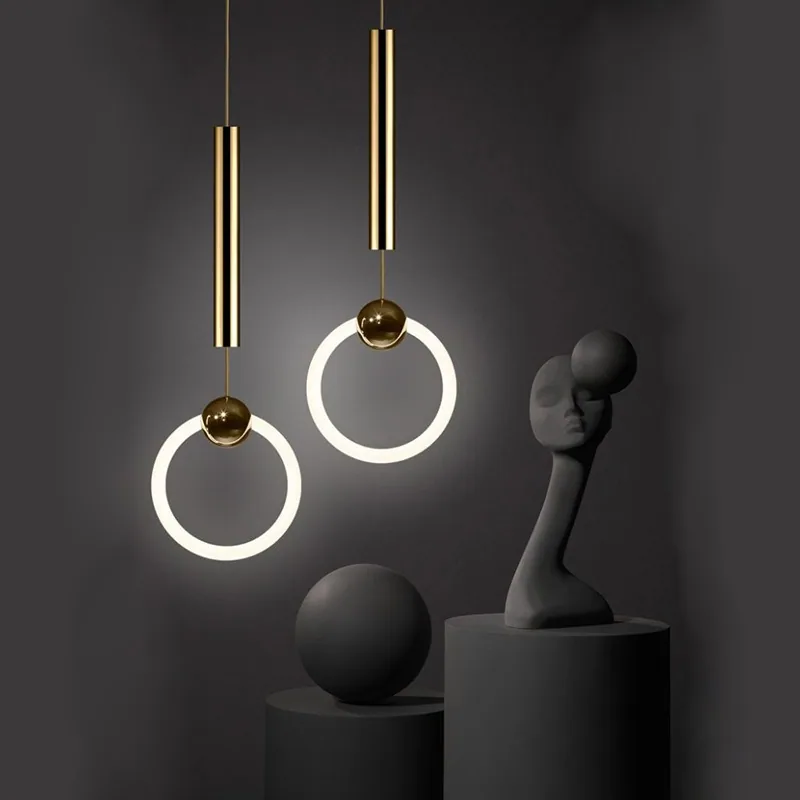 Modern Minimalist U-Shaped Cord-Hung Chandelier — Living Room, Bedroom & Bedside — view 11