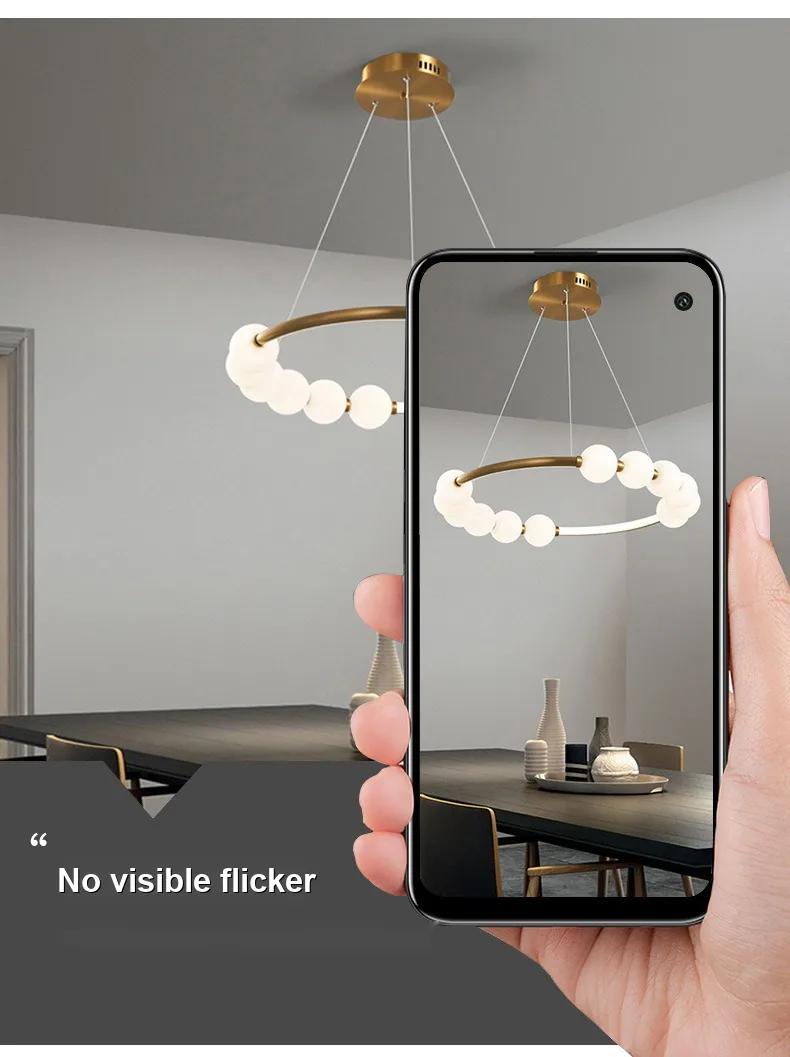 Modern Minimalist Round Chandelier — Living Room, Bedroom & Dining Room — view 7