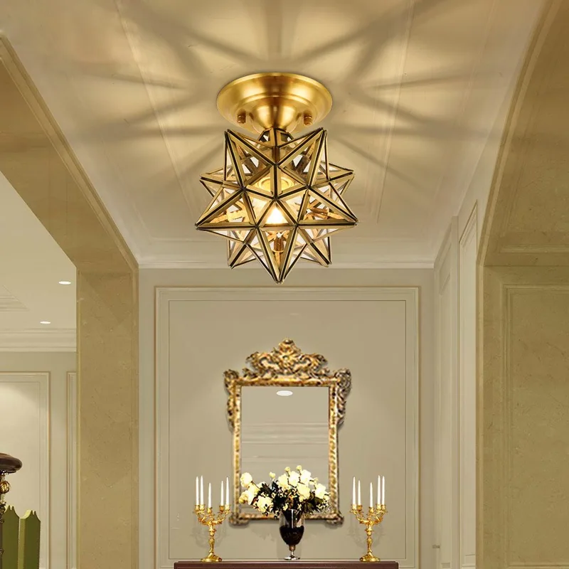 Minimalist Solid Brass Ceiling Light — Walkway, Entryway & Balcony — view 2