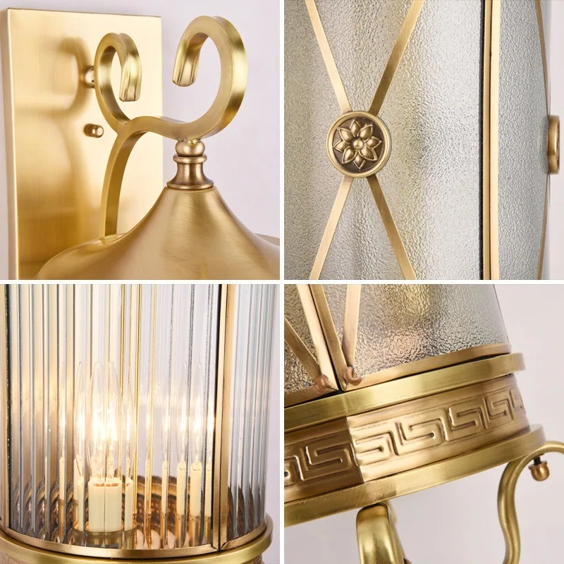 European Solid Brass Waterproof Outdoor Wall Light — Villa, Bedside & Walkway — view 4