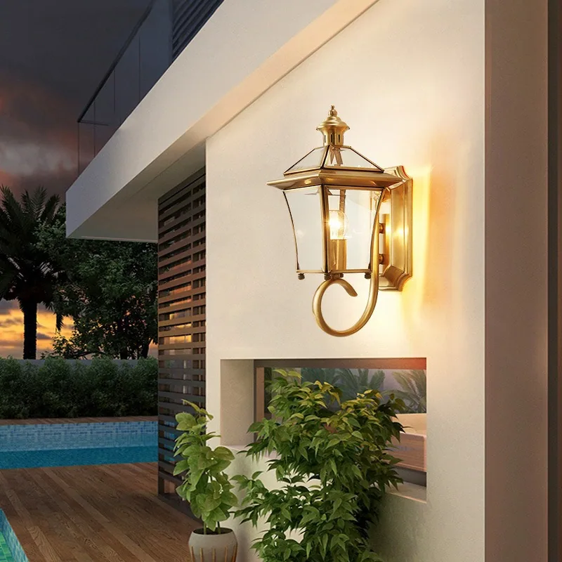 European Solid Brass Waterproof Outdoor Wall Light — Villa, Walkway & Corridor — view 2