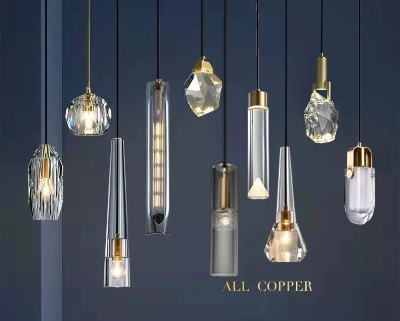 Modern Minimalist Crystal Single-Head Chandelier — Bedroom, Bedside & Bar Counter — view 2