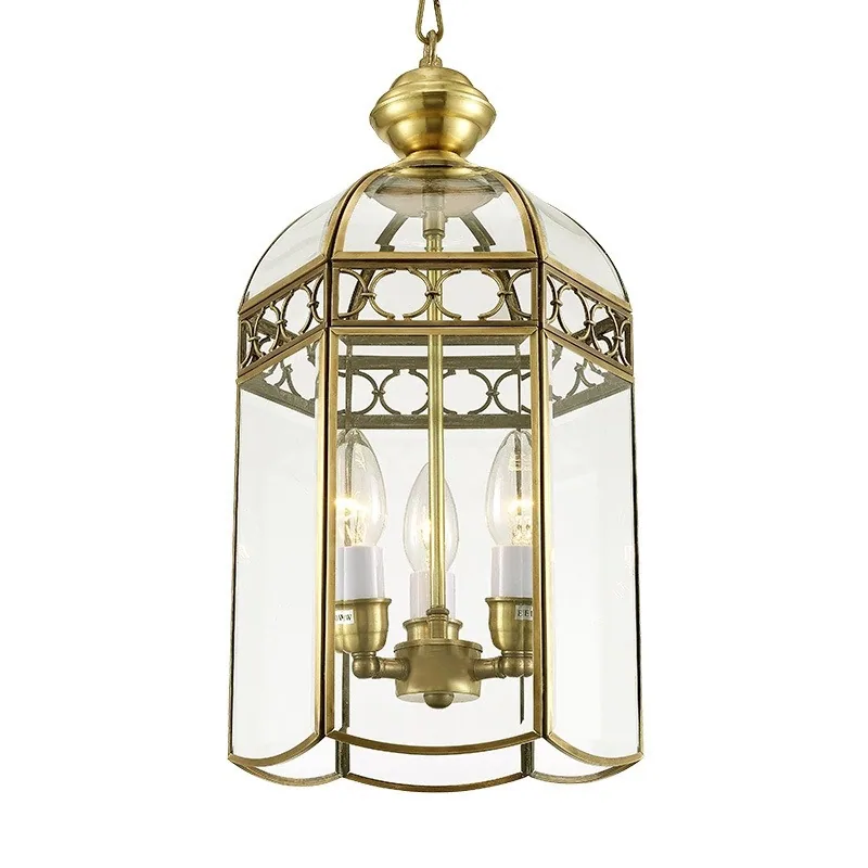 Minimalist Solid Brass Single-Head Chandelier — Dining Room, Walkway & Corridor — view 3
