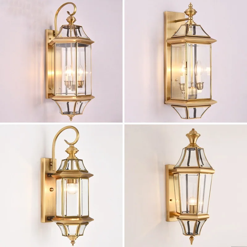 European Solid Brass Waterproof Outdoor Wall Light — Villa, Bedside & Walkway — view 1