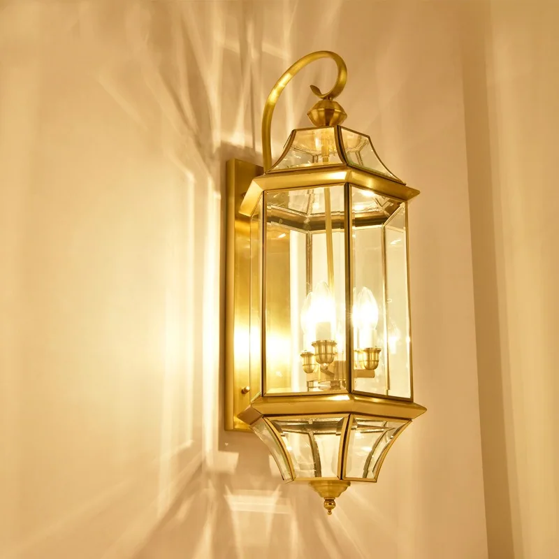 European Solid Brass Waterproof Outdoor Wall Light — Villa, Bedside & Walkway — view 3