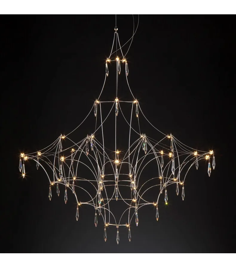 Modern Minimalist Crystal Chandelier — Duplex, Stairwell & Living Room (Model 8868) — view 6