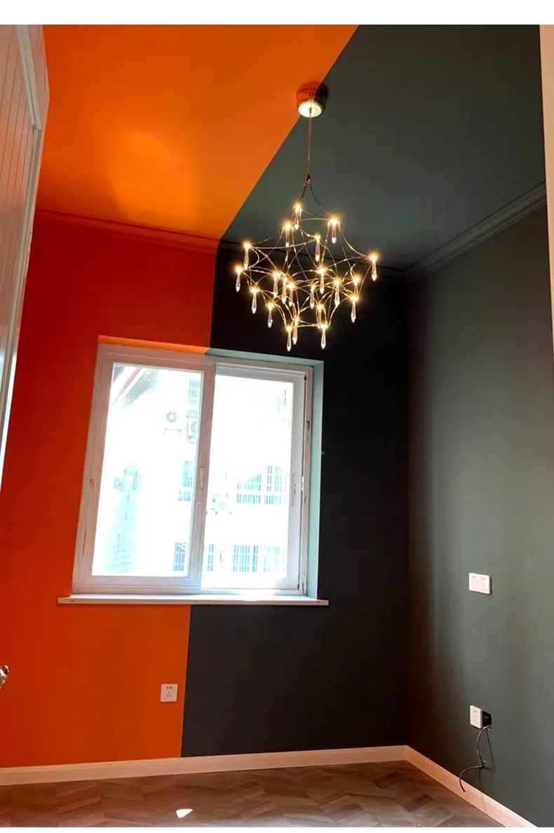 Modern Minimalist Crystal Chandelier — Duplex, Stairwell & Living Room (Model 8868) — view 10