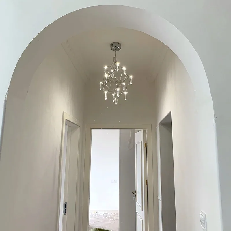 Modern Minimalist Crystal Chandelier — Duplex, Stairwell & Living Room (Model 8868) — view 4
