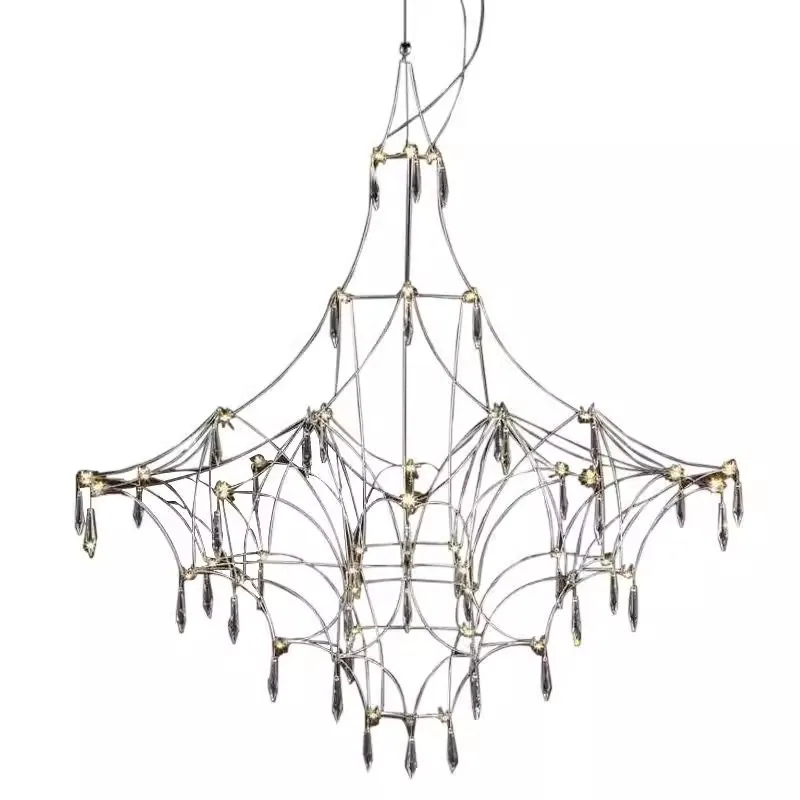 Modern Minimalist Crystal Chandelier — Duplex, Stairwell & Living Room (Model 8868) — view 5