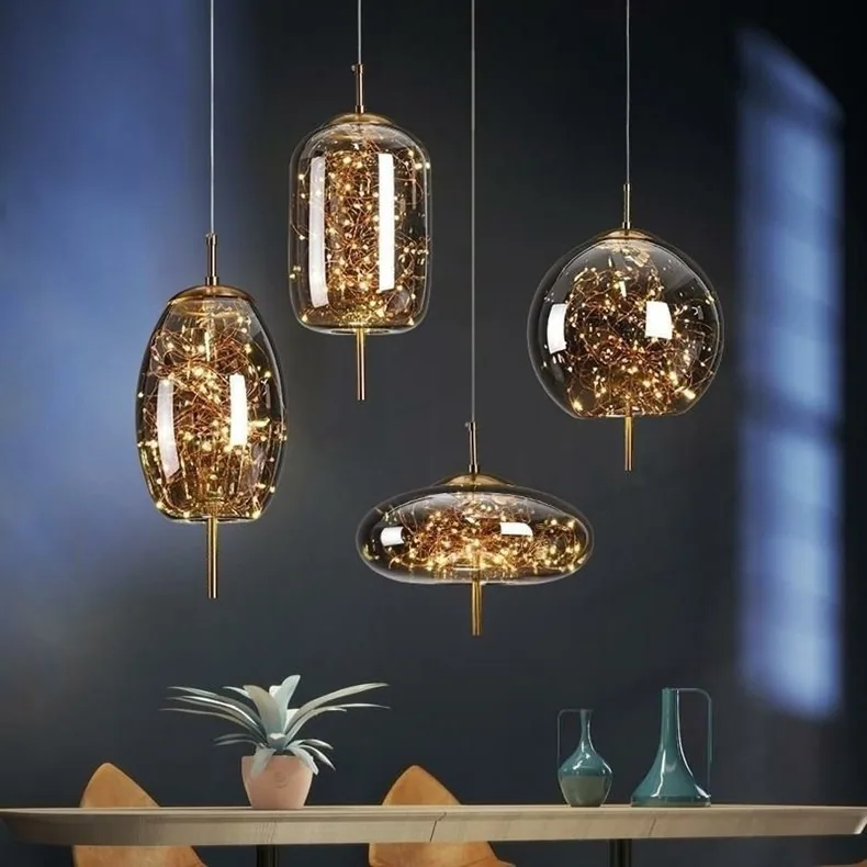 Nordic Glass Chandelier — Hotel, Bedroom & Bedside — view 11