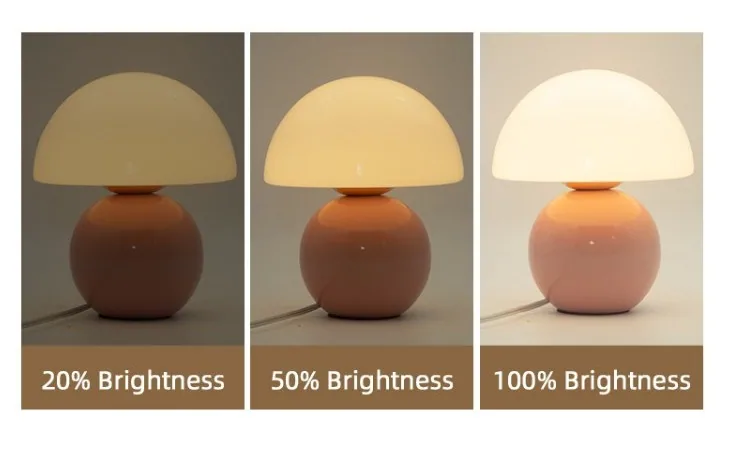 Nordic Cream Ceramic Mushroom Table Lamp — Bedside & Desk — view 4
