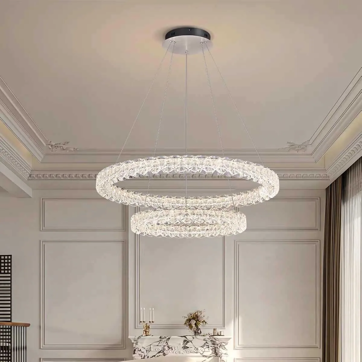 Modern Minimalist Ring Chandelier — Living Room — view 1