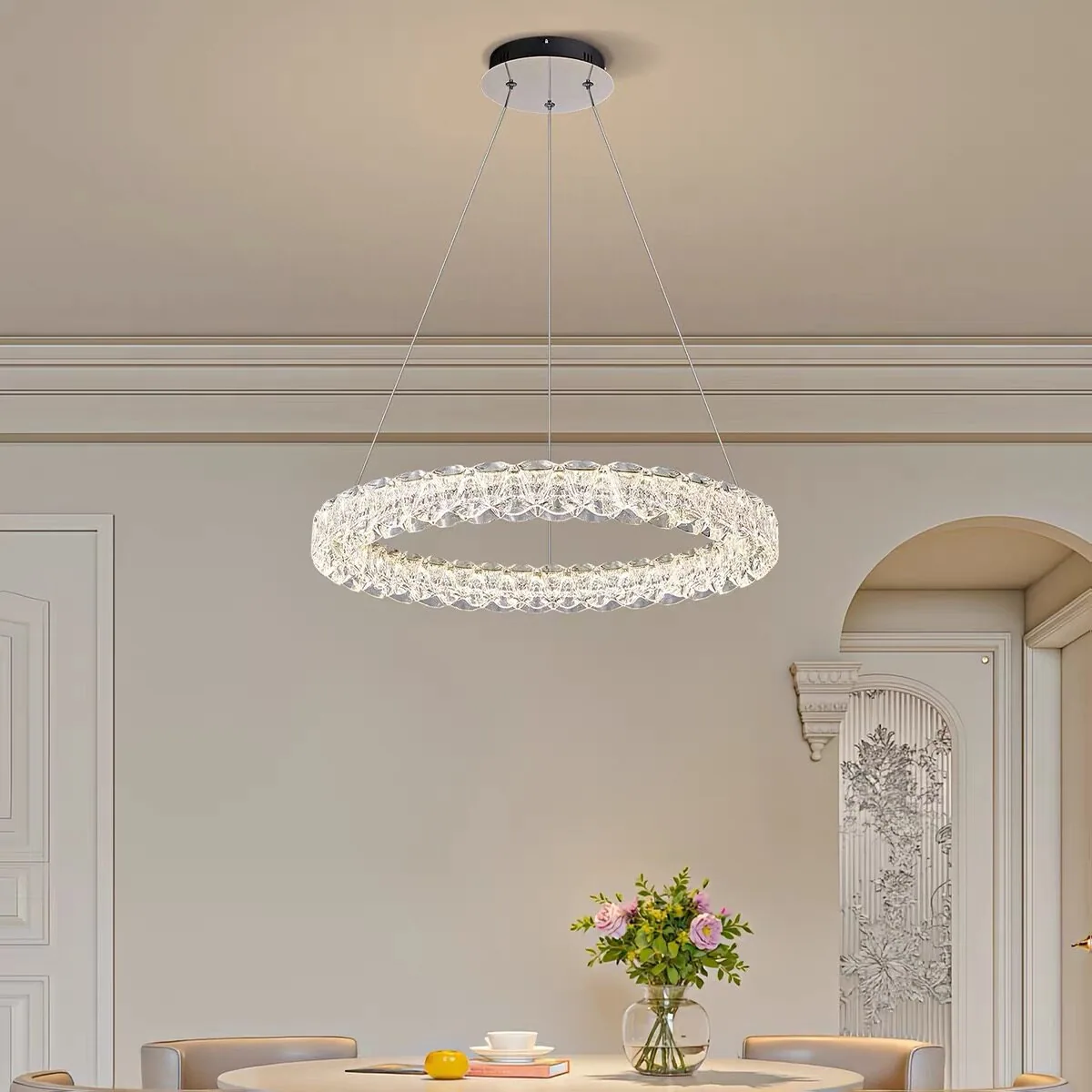 Modern Minimalist Ring Chandelier — Living Room — view 2