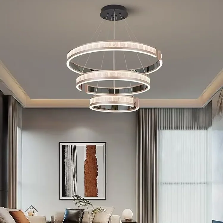 Light Luxury Ring Chandelier — High-Ceiling, Villa & Living Room — view 1