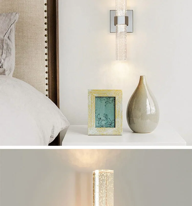 Minimalist Crystal Wall Lamp — Hotel Guest Room — view 13