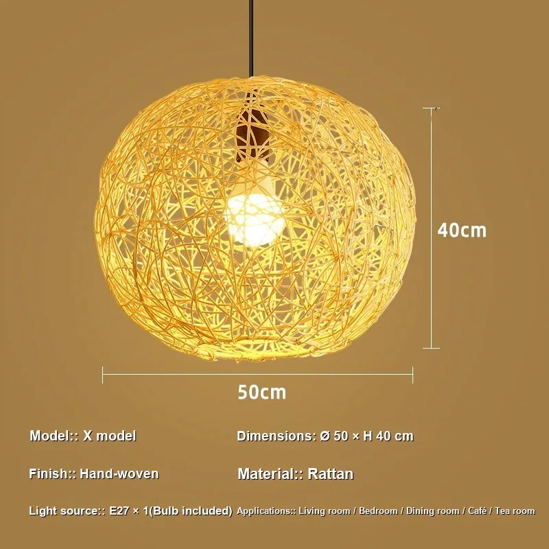 New Chinese Rattan Chandelier — Dining Room — view 6