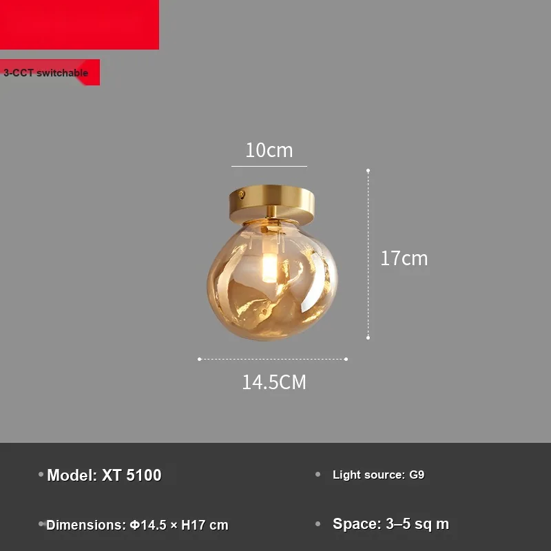 Light Luxury Solid Brass Ceiling Light — Bedroom, Walkway & Corridor — view 7