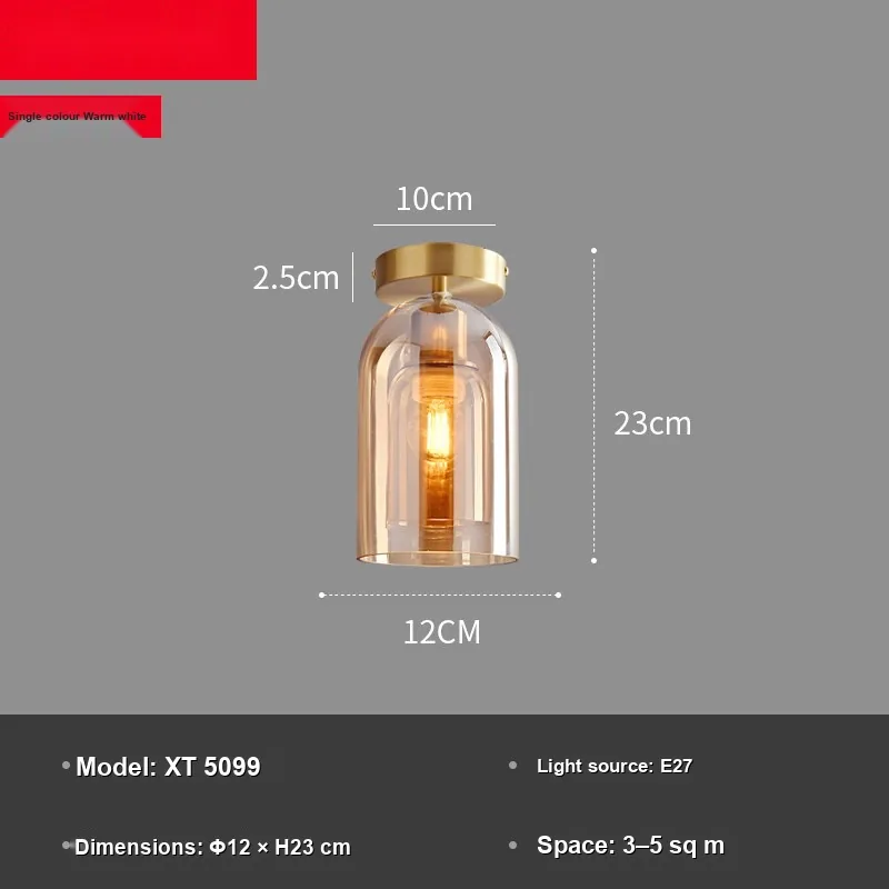 Light Luxury Solid Brass Ceiling Light — Bedroom, Walkway & Corridor — view 8