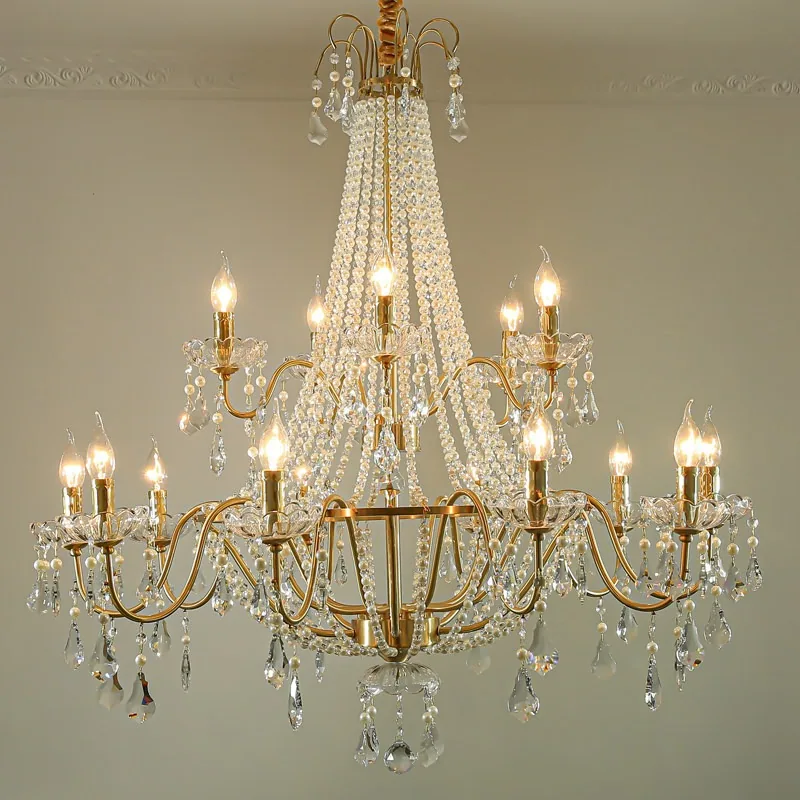 Light Luxury Crystal Chandelier — Villa, Living Room & Bedroom — view 1