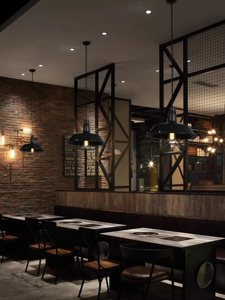 Industrial Single-Head Chandelier — Dining Room — view 13