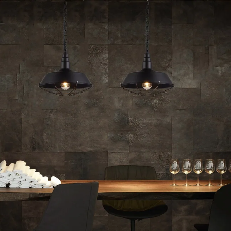 Industrial Single-Head Chandelier — Dining Room — view 3