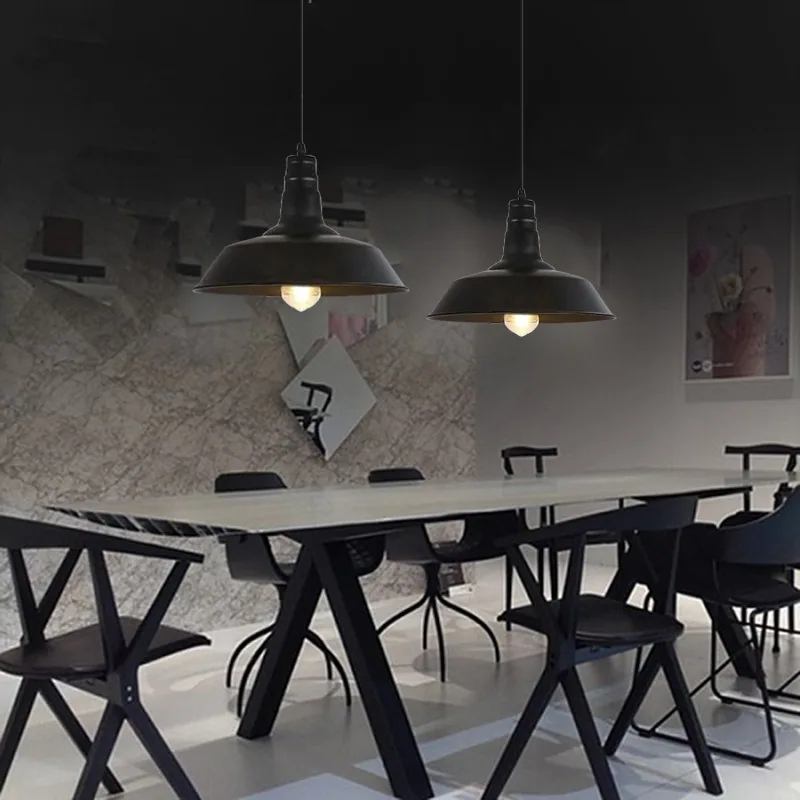 Industrial Single-Head Chandelier — Dining Room — view 4