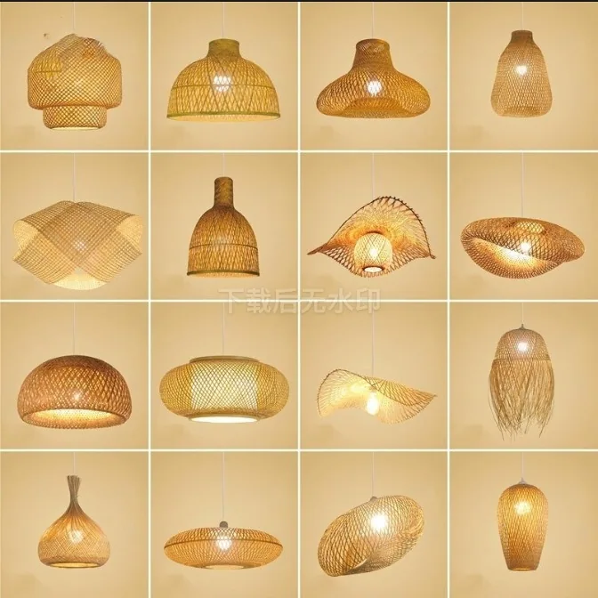 Japanese Bamboo Chandelier — Dining Room — view 1