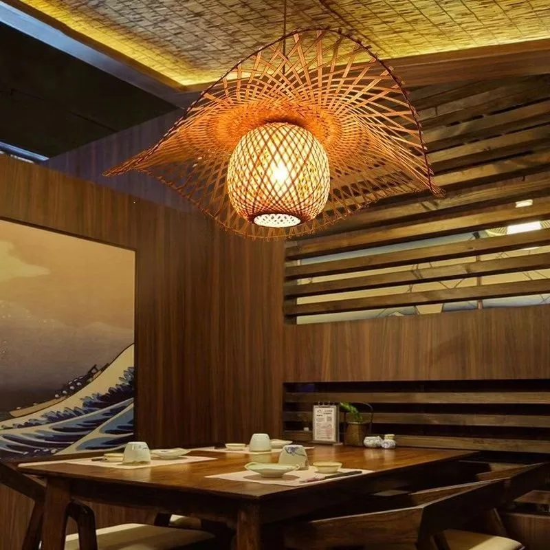 Japanese Bamboo Chandelier — Dining Room — view 3
