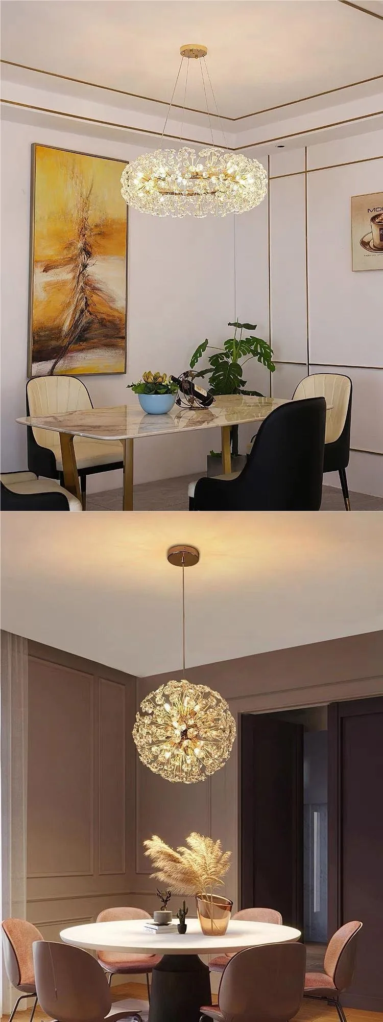 Light Luxury Crystal Round Chandelier — Duplex, Living Room & Dining Room — view 9